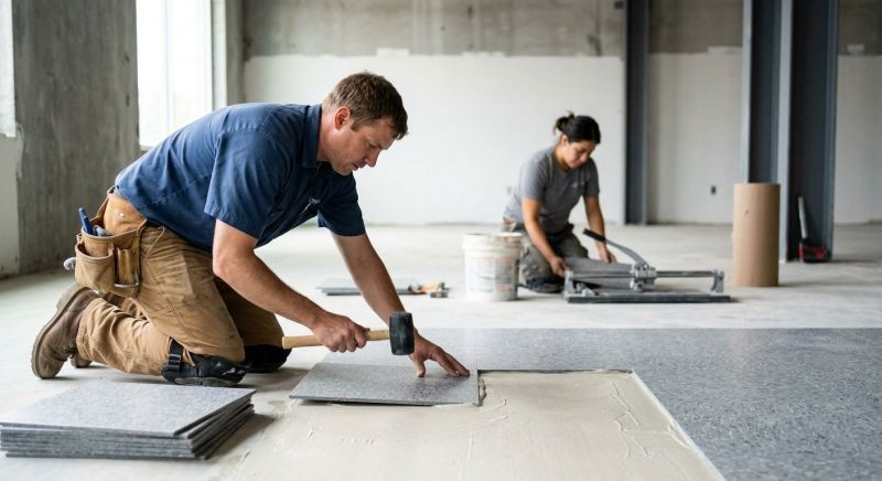 Our team working on Flooring Service projects in Terre Haute, IN